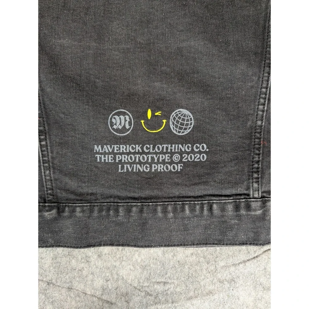 Logan Paul WWE Maverick Clothing Co Men‎ Washed Black Graphic Denim Jacket